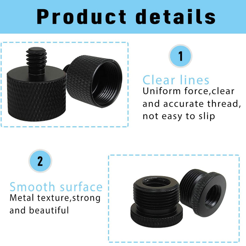 4 Pieces Mic Screw Adapter, 5/8 Female to 3/8 Male and 3/8 Female to 5/8 Male, 5/8 Female to 1/4 Male and 1/4 Female to 5/8 Male, Mic Thread Adapter, Microphone Adapter