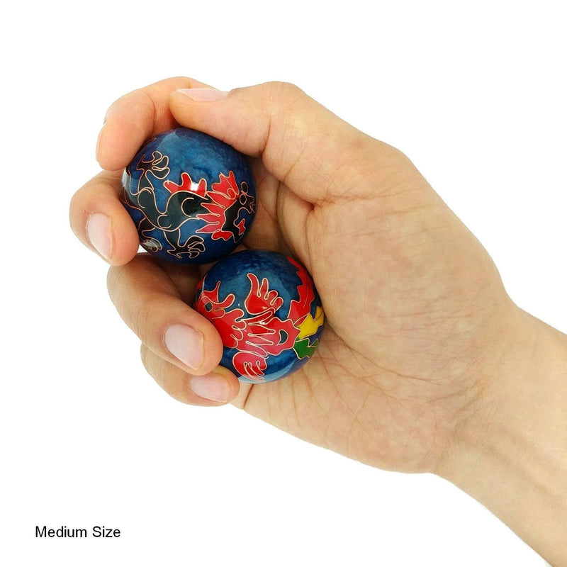 Top Chi Dragon and Phoenix Baoding Balls with Bamboo Stand (Medium 1.6 Inch) Medium 1.6 Inch