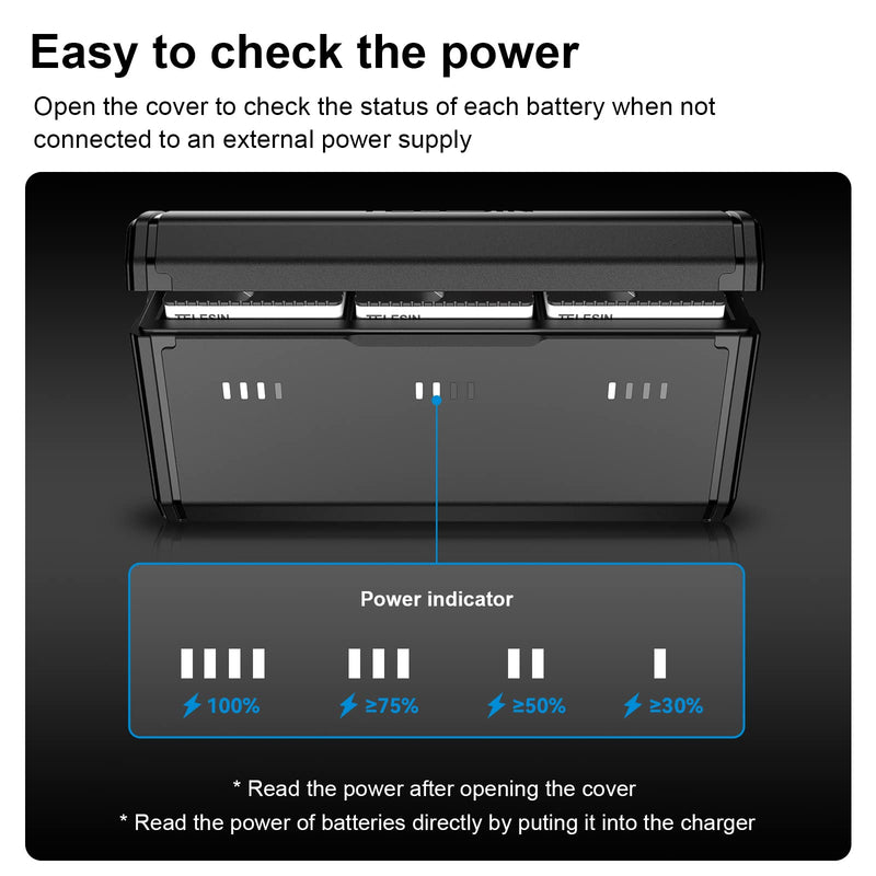 TELESIN 2-Pack Enduro Battery with Pocket Charger Kit Super Long Lasting with Smart Power Indicator Support Fast Charge for GoPro Enduro Hero 11 Hero 10 Hero 9 Black Camera Batteries 1 x Pocket Charger+2 x Enduro Battery