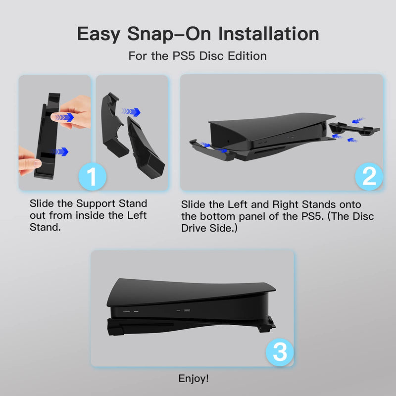 NexiGo PS5 Accessories Horizontal Stand, [Minimalist Design], PS5 Base Stand, Compatible with Playstation 5 Disc & Digital Editions, Black