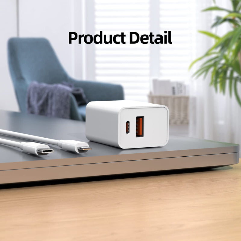 [for Apple MFi Certified] 20W Fast Charger for iPad 9th Generation 10.2 inch 2021 Gen A2603 A2604 with 6.6 Ft USB-C to Lightning Charging Cable Power Supply Adapter Cord