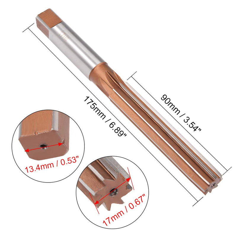 sourcing map Direct Shank H8 Clamping 17mm Cutting Diameter 8 Flute Hand Milling Cutter