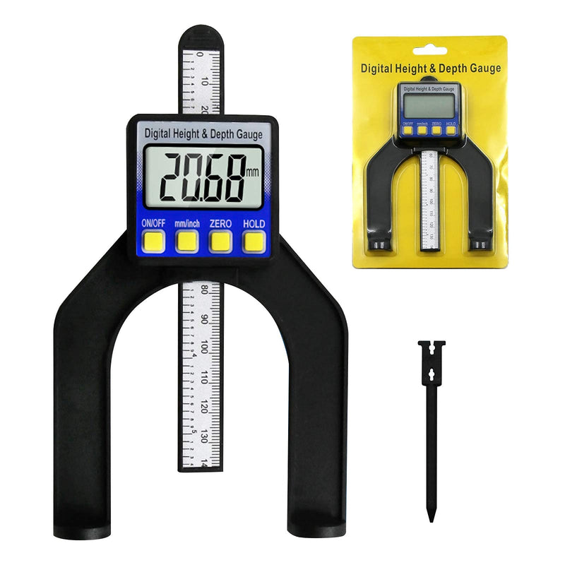RUIZHI Digital Depth Gauge Altimeter 0-85 mm Profile Depth Gauge LCD Display Digital Caliper for Woodworking Mechanical Engineering with Magnets