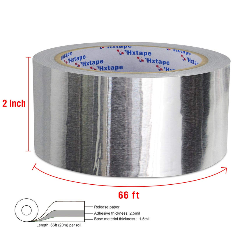 Hxtape 4 Mil 2inch x 66feet Aluminum Foil Tape,Good for HVAC, Sealing & Patching Hot & Cold Air Ducts, Metal Repair,Conductive Shield 2"-4 mil-20m