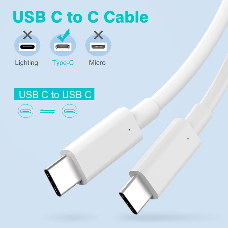 10ft 100W/5A USB C to C Charging Cable, Cord Compatible with MacBook Pro 16, 14, 15, 13 inch, New Air 2020/2019/2018, USBC iPad Pro 12.9/11, Mini 6 2021, Air 4 2020, USB-IF Certified 10ft White 1