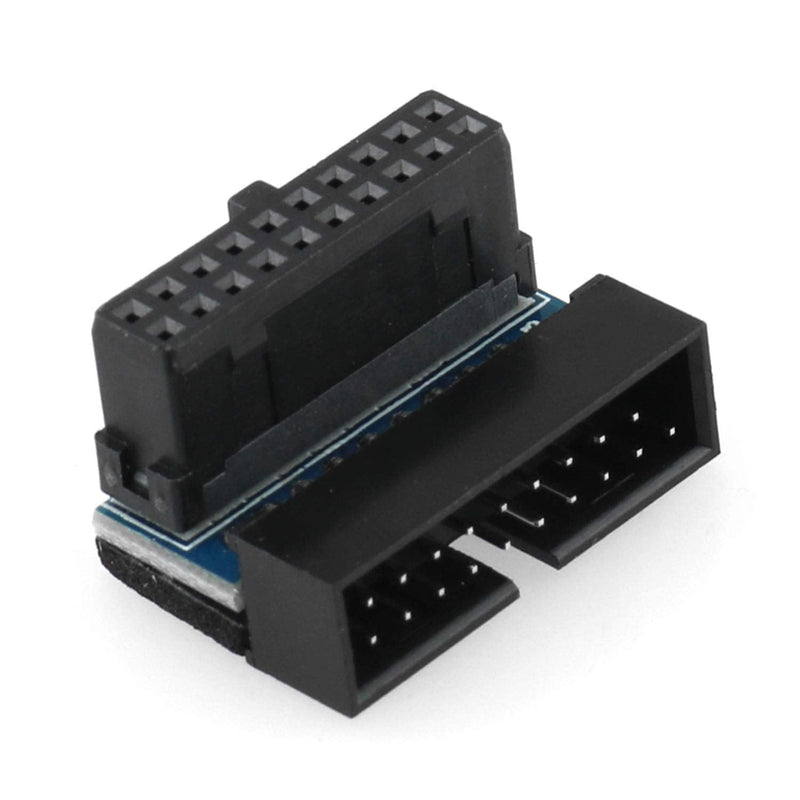 DGZZI USB 3.0 90 Degree Adapter Black USB 3.0 19Pin/20Pin Male to Female L Turn Right Angle Power Adapter Board for Motherboard Up Angled Up 90 Degree
