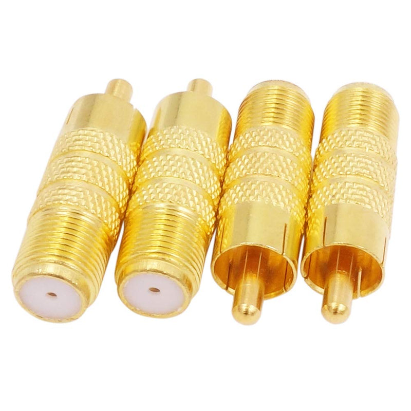 Fancasee (4 Pack Gold Plated) 75 Ohm F Type Female to RCA Male Plug Jack Coax Coaxial Connector Adapter for Audio Video Systems