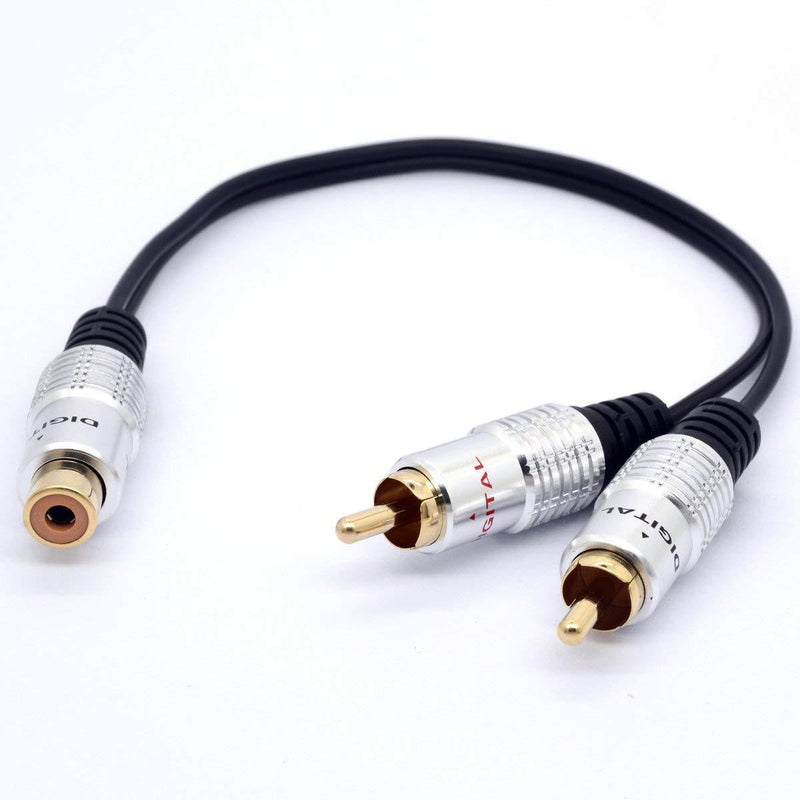 25cm RCA Y Adapter 1 RCA Female to 2 RCA Male Splitter Cable for Audio Amplifier Subwoofer(RCA Female to 2 Male)