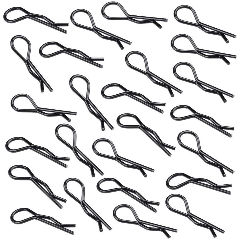 HobbyPark RC Body Clips Bent Springy R Pins Black Replacement Parts for 1/12 1/10 RC Car Crawler Truck Off Road Buggy Shell (50-Pack)