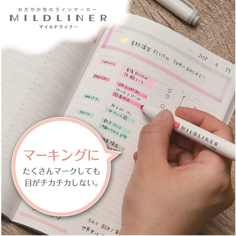 ZEBRA Highlighter Mildliner, 5 Bright Color Set (WKT7-5C-HC)