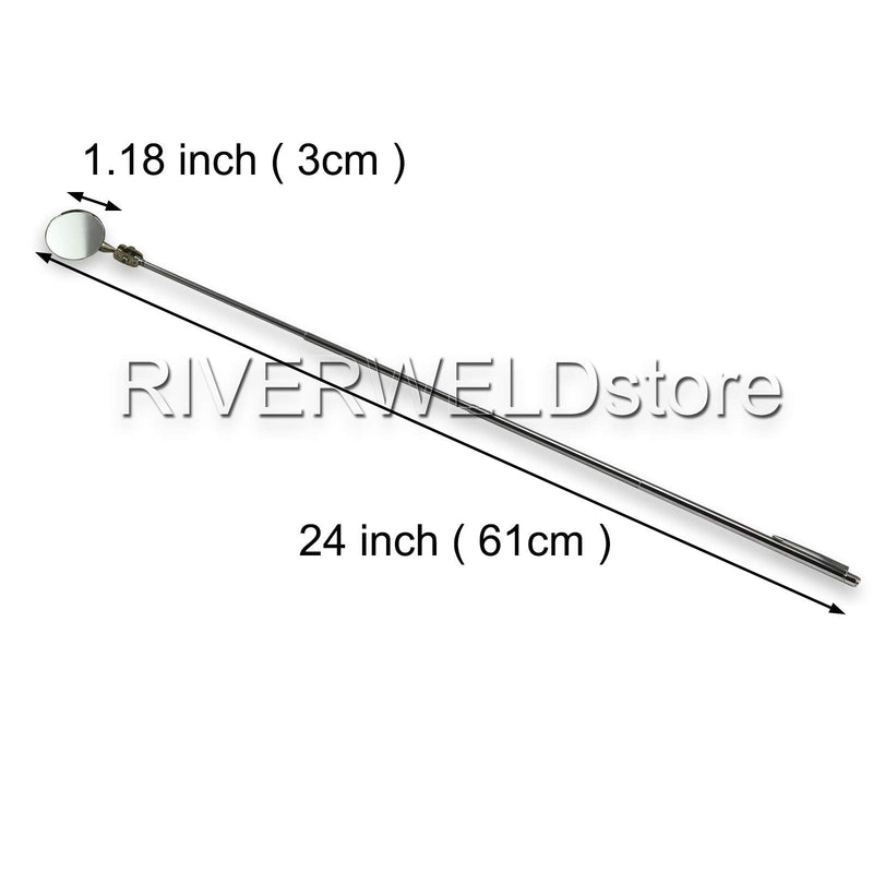 Adjustable Telescopic Inspection Mirror Swivel Arm Pocket Clip Tools Retractable Handle 360 Swivel
