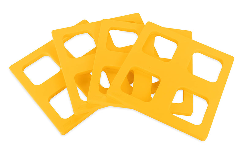 Camco Durable Leveling Block Caps - Securely Fits on Top of Your Leveling Blocks to Create An Even Surface Without Increasing Stack Height - 4 Pack (44500) , Yellow Leveling Block Caps - 4 Pack Standard Packaging