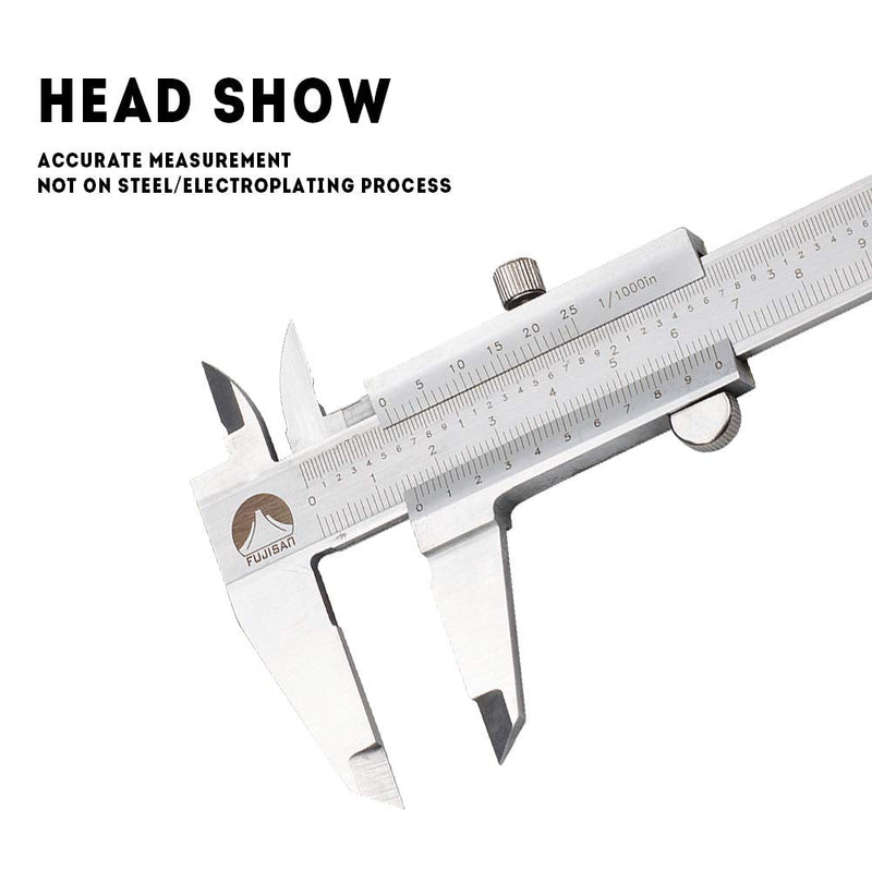 Oudtinx Professional Caliper Vernier Caliper Stainless Steel Hardened Chromeplated Inch/Metric 0-8"/200mmx0.001"/0.02mm 0-8"