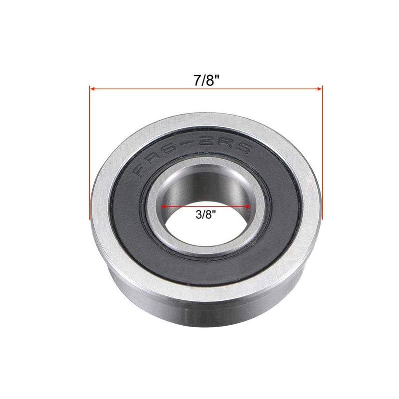 uxcell FR6-2RS Flanged Ball Bearing 3/8"x 7/8"x 9/32" Sealed Chrome Steel Miniature Ball Bearings 2pcs