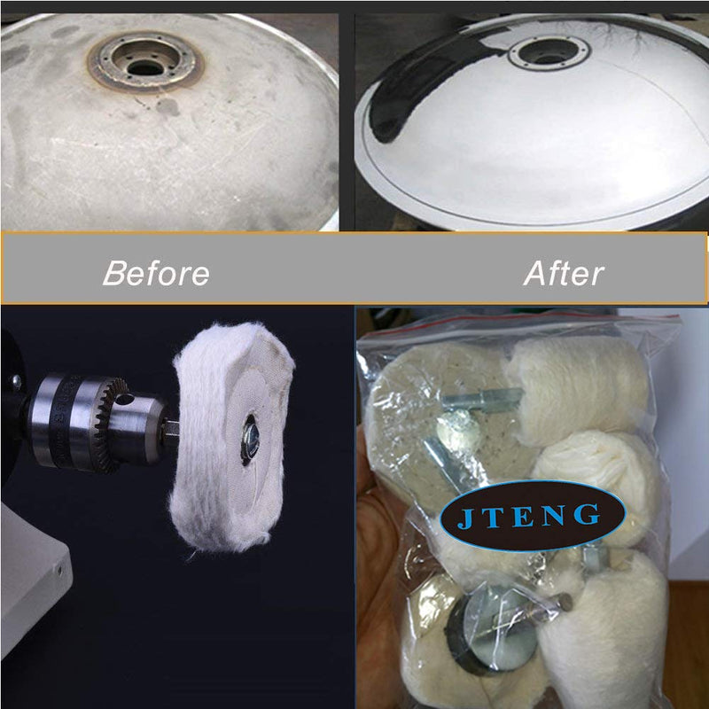Polishing disc for drill, JTENG polishing attachment 6 pieces brush set conical polishing wheel polishing cone polishing buffing pad for manifold aluminum stainless steel chrome etc