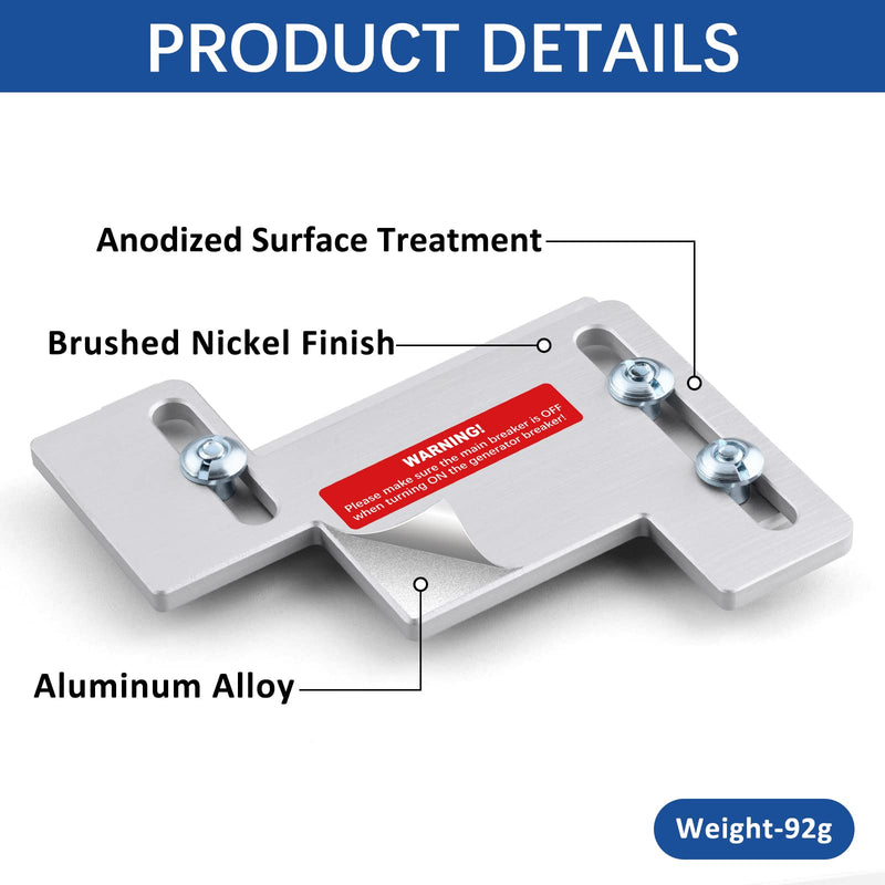 LATING Generator Interlock Kit for Eaton Cutler Hammer Challenger BR Series 150 or 200 Amp Panels with 1 1/4 to 1 1/2 Inches Spacing - Anodized, Brushed Nickel