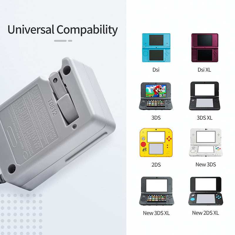 3DS Charger, VOYEE 3DS Charger Compatible with Nintendo 3DS/ DSi/DSi XL/ 2DS/ 2DS XL/New 3DS XL 100-240V Wall Plug Adapter