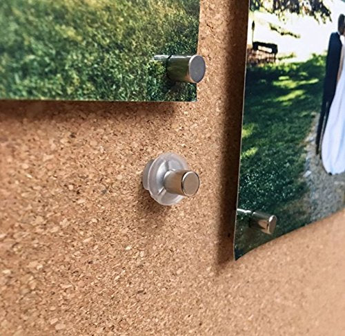 Bullseye Office - Innovative"No Hole" Push Pins, Set of Magnetic Office Thumb Tacks and Magnets (16 Pairs, Silver Cylinders) (16 Pairs, Silver Cylinders) 16 Pairs