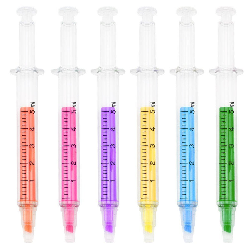 SunAngel Syringe Highlighter Pens with 6 Colors (24pc)