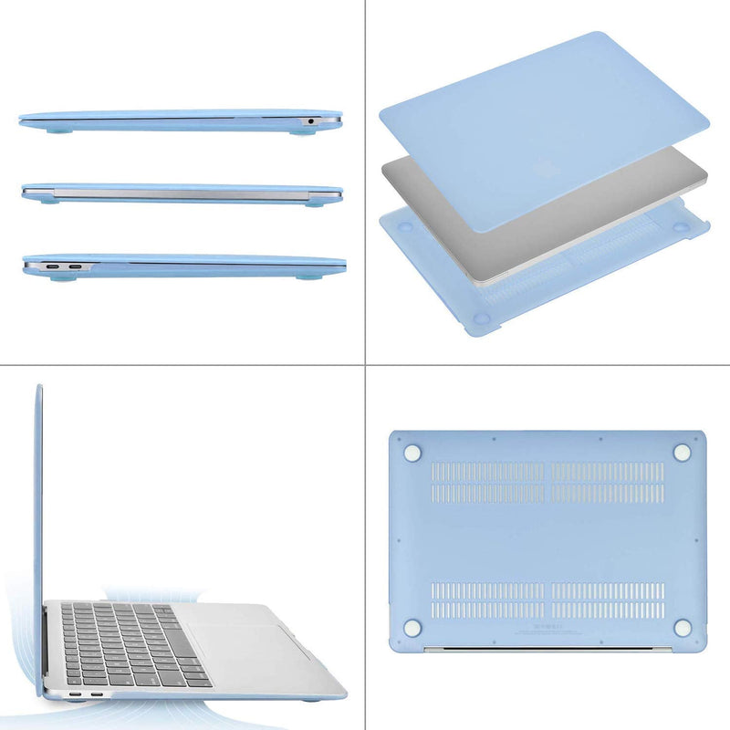 MOSISO Compatible with MacBook Air 13 inch Case 2018-2020 Release A2337 M1 A2179 A1932, Plastic Hard Case & Vertical Sleeve Bag, Airy Blue
