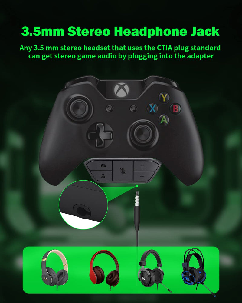 Stereo Headset Adapter, Audio Mic Headphone Converter for Xbox One/ One S/X/ Elite 1/ Elite2/ Series S/X Controller-Adjust Audio Balance (Game Sound & Voice Chat)-Low Latency