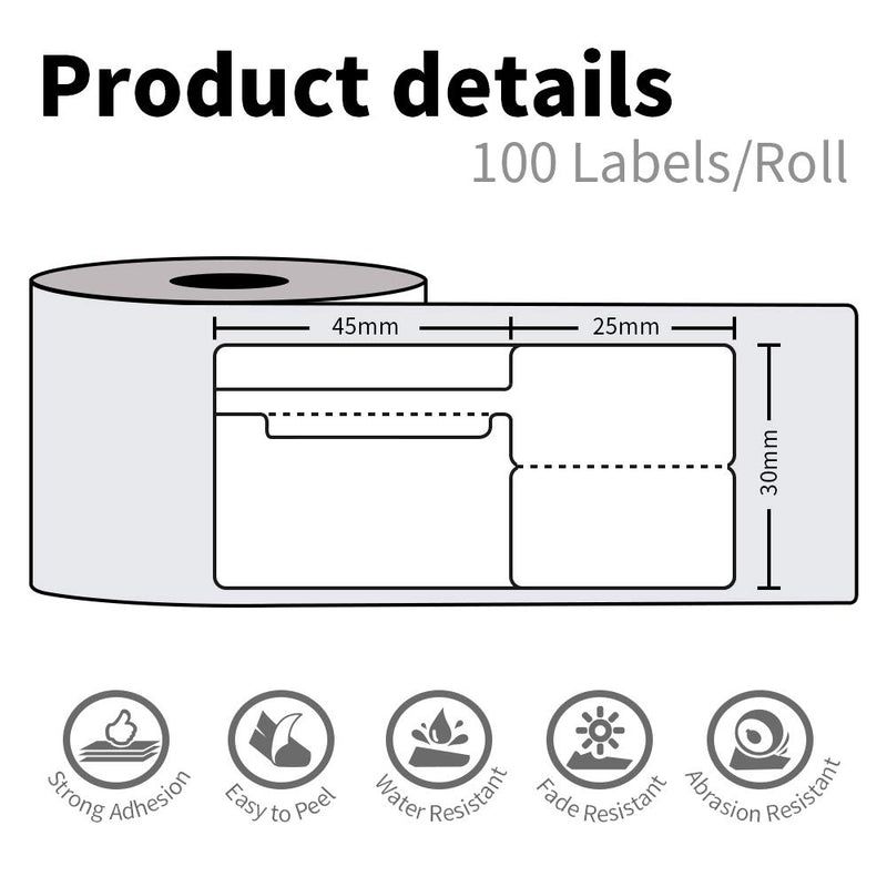 3 Roll Phomemo M110 Label Paper, Jewelry Price Label Paper Use with M110 Bluetooth Label Printer, 70x30mm (2.75''x1.2'') Thermal Sticker Label for Retail, Small Business, 300 Labels 2.75''x1.2''(70x30mm)