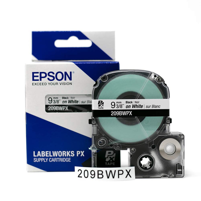 LABELWORKS 209BWPX PET (Polyester) Tape Cartridge - Black on White Standard Industrial Label Maker Tape - 3/8" (9MM) Wide, 30 ft