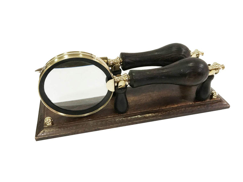 Marine Nautical Store Decorative Brass Magnifying Glass & Letter Opener on Stand Desk Top Office Decor