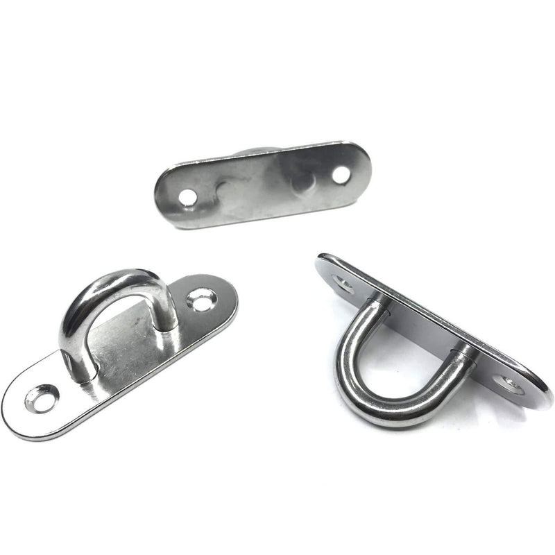 TERMATH 6 Pcs Stainless Steel Pad Eye Plate U Hook , Heavy 3.15 inch Ceiling Hook Ring Hooks , Screw Eyes Hanger , Marine Hardware Staple Hook Loop with 12 Pcs Screws