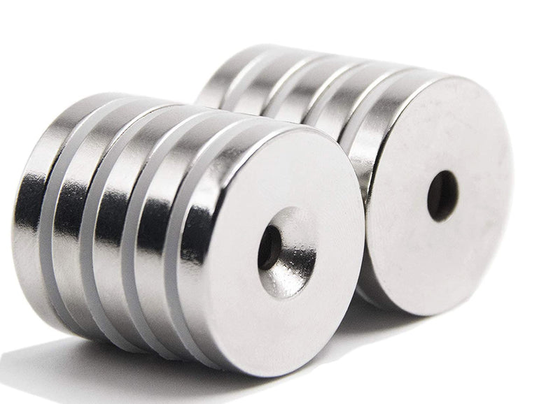 ZDYWY 10 Pieces 20 x 4mm with 5mm Countersunk Hole Disc Fastener Magnets Rare Earth Refrigerator Neodymium Magnets - 0.79 inch D x 0.16 inch H with 0.19 inch D Screw Hole