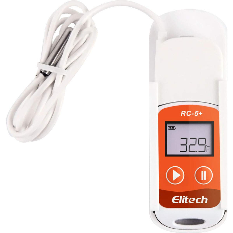 Elitech RC-5+ TE PDF USB Temperature Data Logger Reusable Recorder 32000 Points High Accuracy with Calibration Certificate Temperature Logger (External Probe) 1