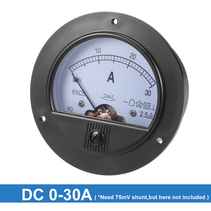 uxcell Analog Current Panel Meter DC 0-30A 65C5 Ammeter for Circuit Testing Charging Battery Ampere Tester Gauge Pack of 1