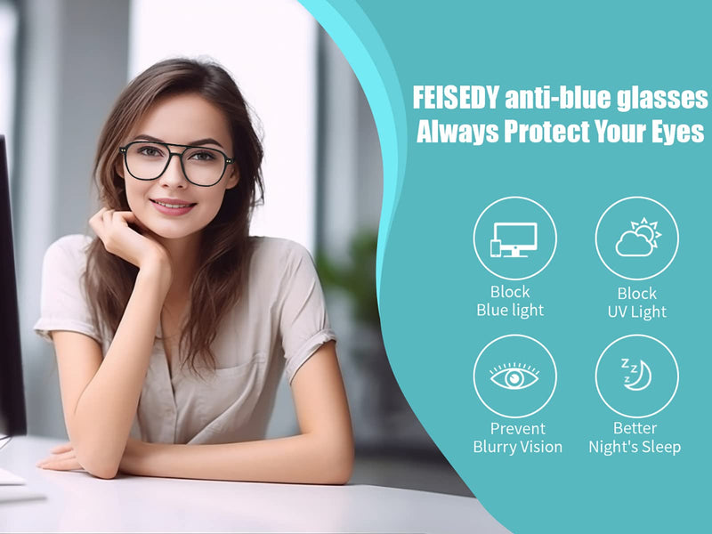 FEISEDY 70s Pilot Glasses Frame Blue Light Blocking Glasses Oversized Square Computer Glasses Women Men B2387 Clear Grey Frame 54 Millimeters