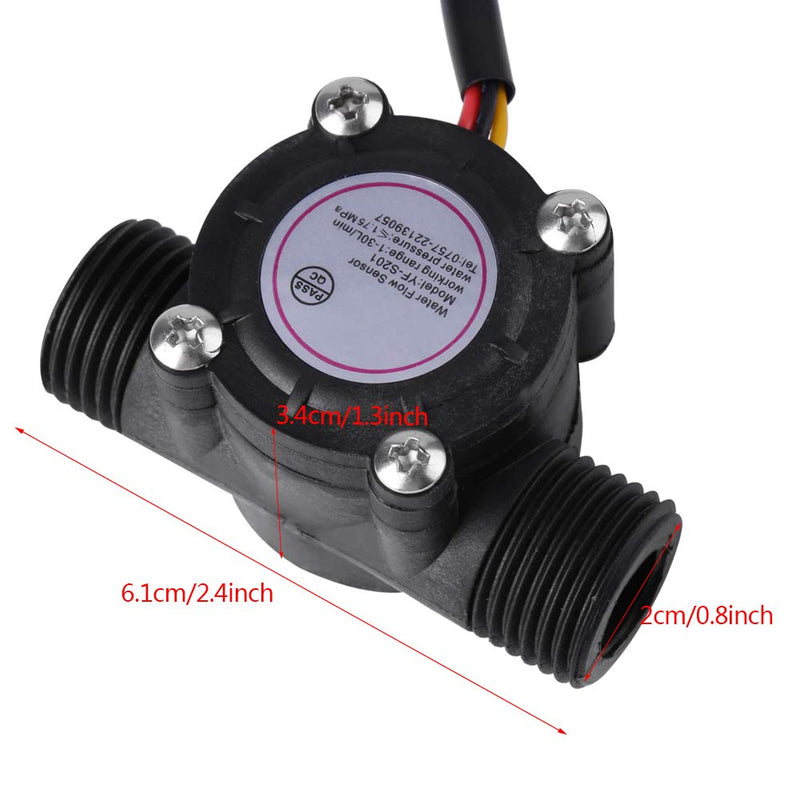 Keenso High Precision DN15 G1/2 Water Flow Sensor Hall Flow Meter with 4 Tubes Pulse Flow Sensor (Black 3 Lines) Liquid Level Sensors