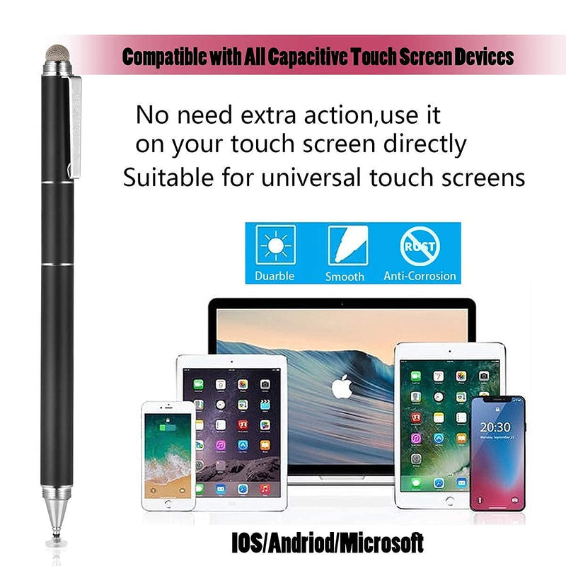 Penyeah Capacitive Stylus Pen with Ballpoint Pen Writing,[4-in-1] Multifunction Stylus pens for Touch Screens,Stylus for Ipad,Apple,iPhone,Ipad pro,Mini,Laptops with 4 Replacement Tips -(Black&White)