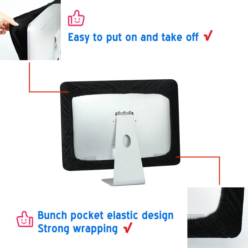 21.5" 24" Computer Monitor Dust Cover Velvet, 21.5 Inch and 24 Inch Screen Protective Sleeve Compatible with iMac Desktop Computer (Black) 21.5" 24" Computer Monitor Dust Cover