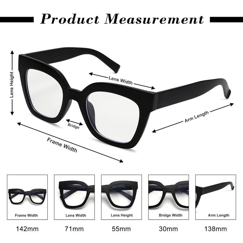 GUVIVI Oversized Anti Blue Light Blocking Glasses for Women Fake Fashion Square Eyeglasses Computer Glasses Eyewear Black