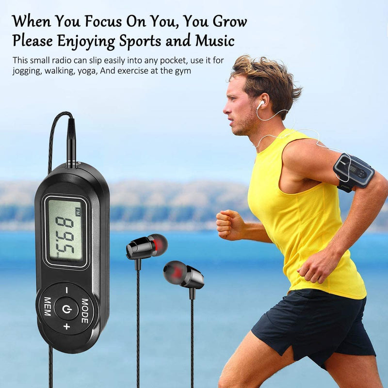 SWDSTP Personal FM Walkman Radio, Mini Digital Tuning Portable Radio with Headphones LCD Display, Pocket Radio for Walking Jogging, Upgrade Volume Control