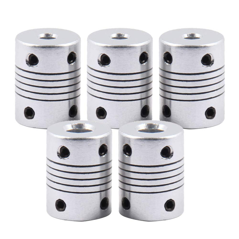 Saiper Flexible Couplings 5mm to 8mm (5pcs) Aluminum Alloy Joint Connector Compatible with NEMA 17 Stepper Motors, RepRap 3D Printer or CNC Machine, 3D Printer Accessories