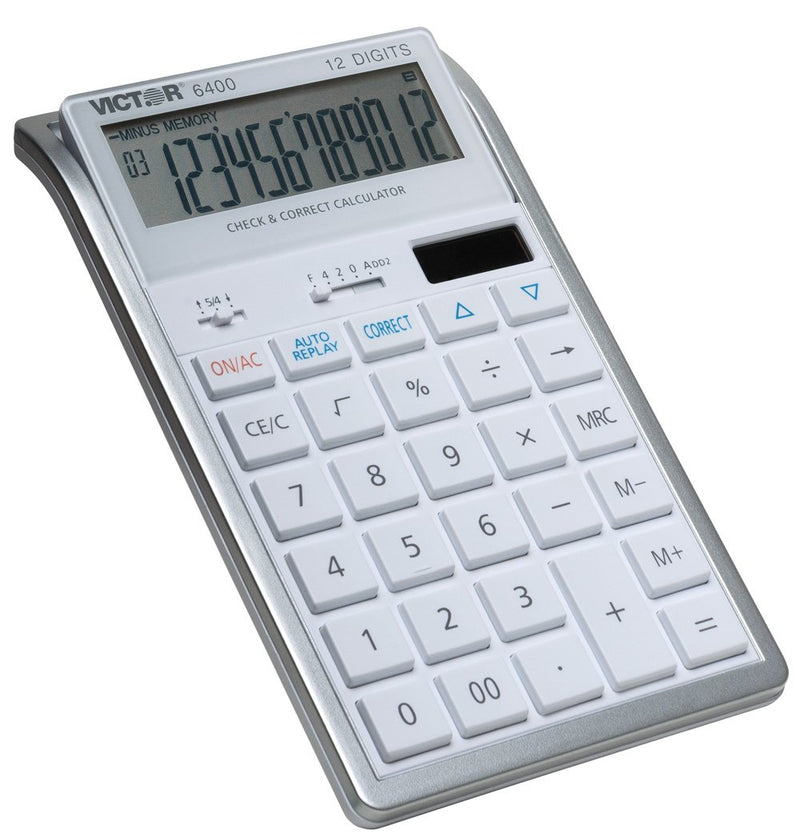 Victor 12-Digit Check and Correct Desk Calculator, White