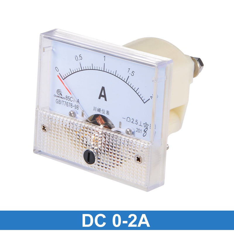 uxcell Analog Current Panel Meter DC 0-2A 85C1 Ammeter 64x60x56mm for Circuit Testing Charging Battery Ampere Tester Gauge Pack of 1