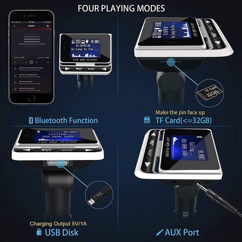 WYYHAA Bluetooth FM Transmitter for Car, Wireless Bluetooth Car FM Transmitter Radio Bluetooth Handsfree Car Kit MP3 Music Player USB Charger with Remote Control Car