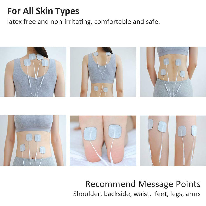 16 Pads of Easy@home 2"x 2" TENS Unit Reuseable Self Stick Carbon Electrode Pad - Non Irritating Design 2x2 Inch (Pack of 16)