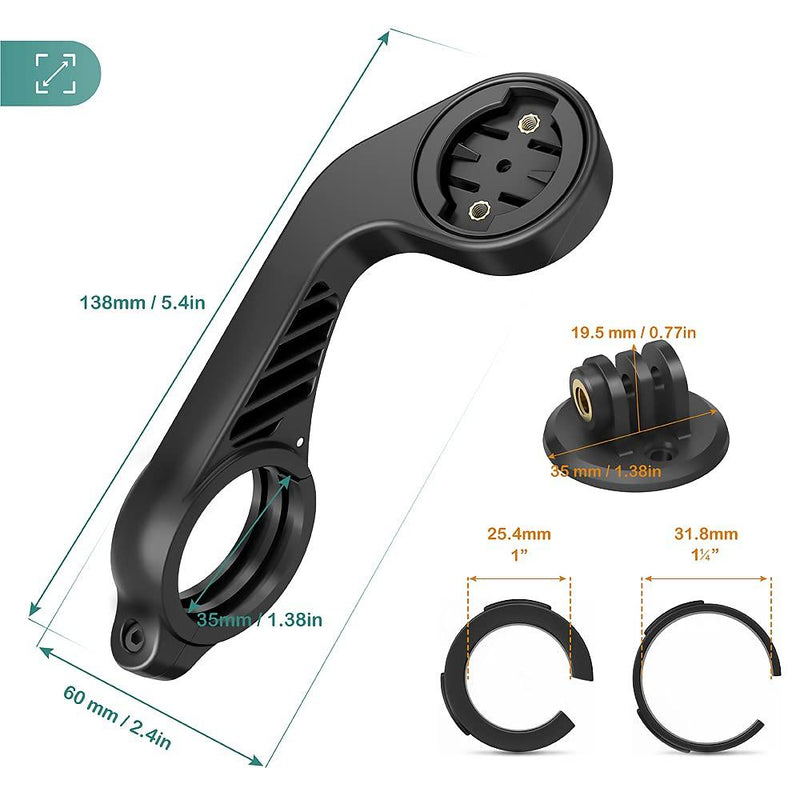 TUSITA Out Front Mount Compatible with Garmin Edge GPS Bike Computer, XOSS G/G+, Varia RTL510 Radar - Cycling Handlebar 25.4mm 31.8mm Light Holder Camera Bracket - Extended Mount Road MTB Accessories gps mount