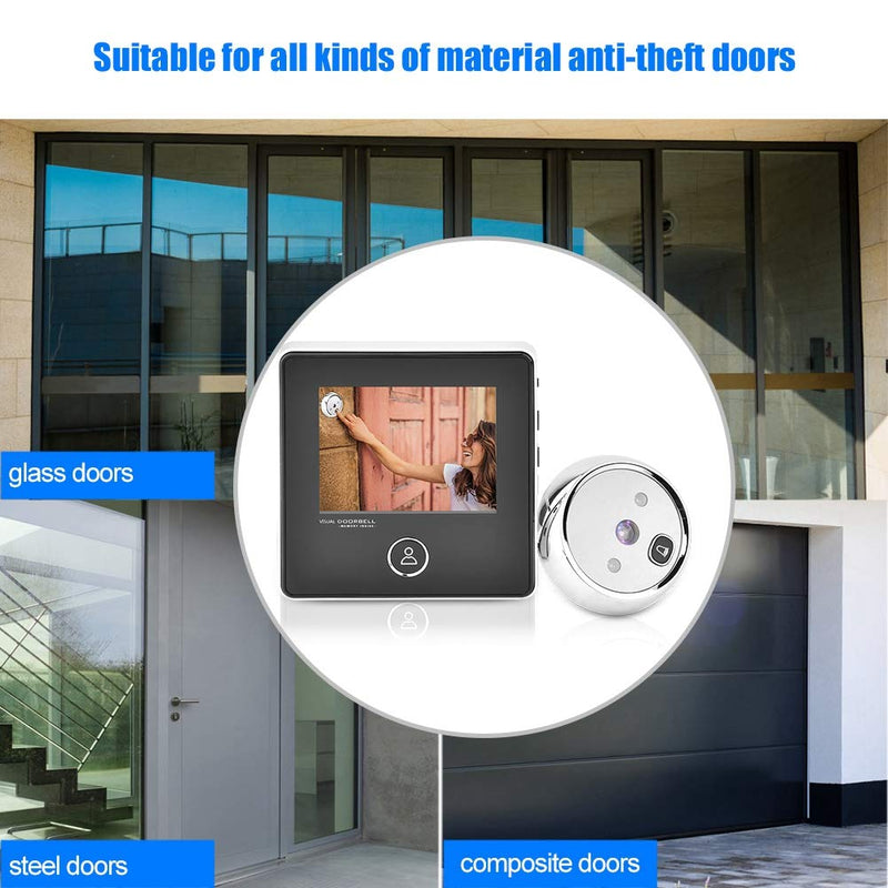 Digital Door Viewer, 3 inches TFT LCD Screen HD Smart Peephole Visual Doorbell with 1MP IR Night Vision Camera, Easy to Use, for Home Security (2) 2