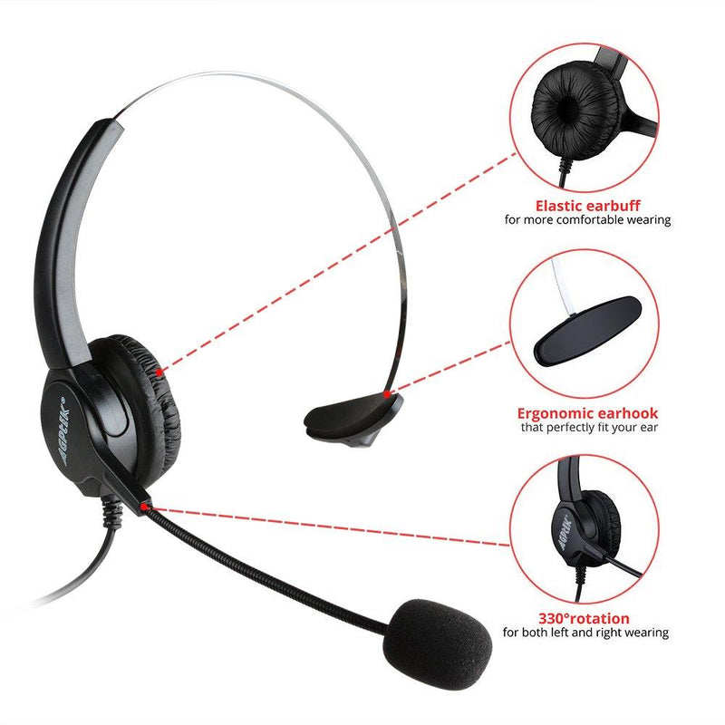 AGPtEK Corded Telephone with Headset & Dialpad for House Call Center Office - Noise Cancellation HA0098 Rose Red