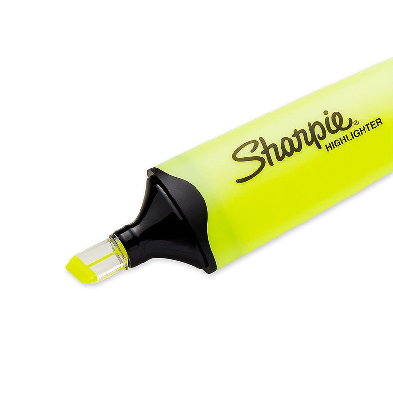 Sharpie Clear View Fluorescent Highlighters, Chisel Tip, Smear Guard Ink (Yellow, 4-Pack) 4-Count