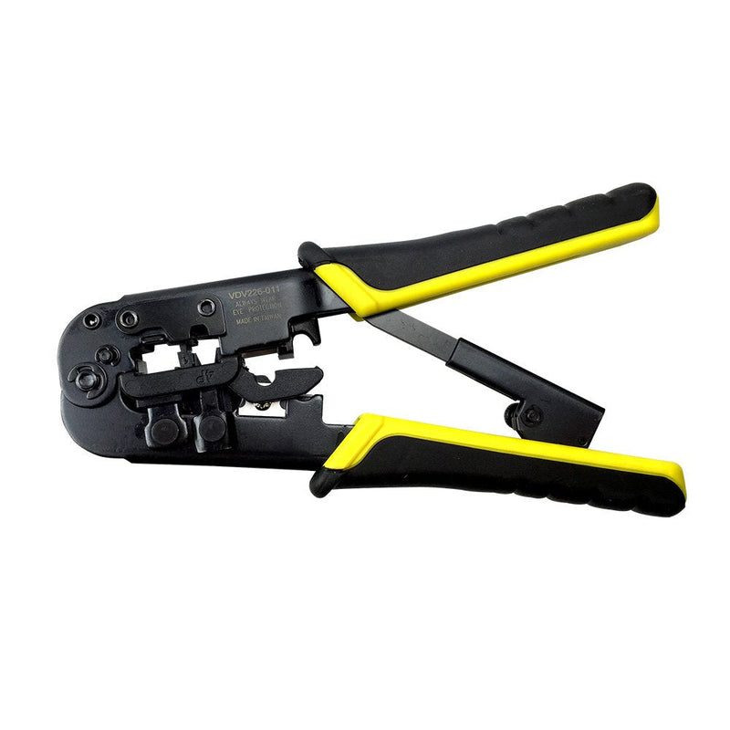 Klein Tools VDV226-011-SEN Crimper, All-in-One Ratcheting Modular Data Cable Crimper / Wire Stripper / Wire Cutter, for RJ45, CAT5e, CAT6, CAT6A Crimper, Data Ratcheting RJ45