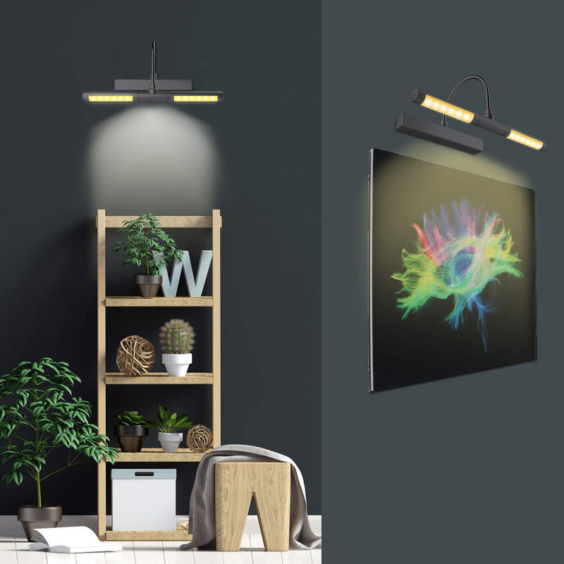 BIGLIGHT Wireless Battery Operated LED Picture Light with Remote, 13 Inches Rotatable Light Head with 3 Lighting Modes, Dimmable Display Lamp with Timer for Painting Picture Frame Portrait Art, Black