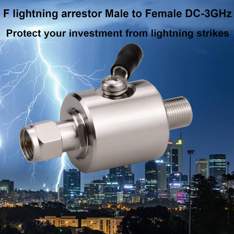 Whisary F Type Lightning arrestor Male to Female 75 ohm Cellular 2G 3G 4G LTE CATV Satellite with 90V Gas Tube Coaxial Lightning F male to female